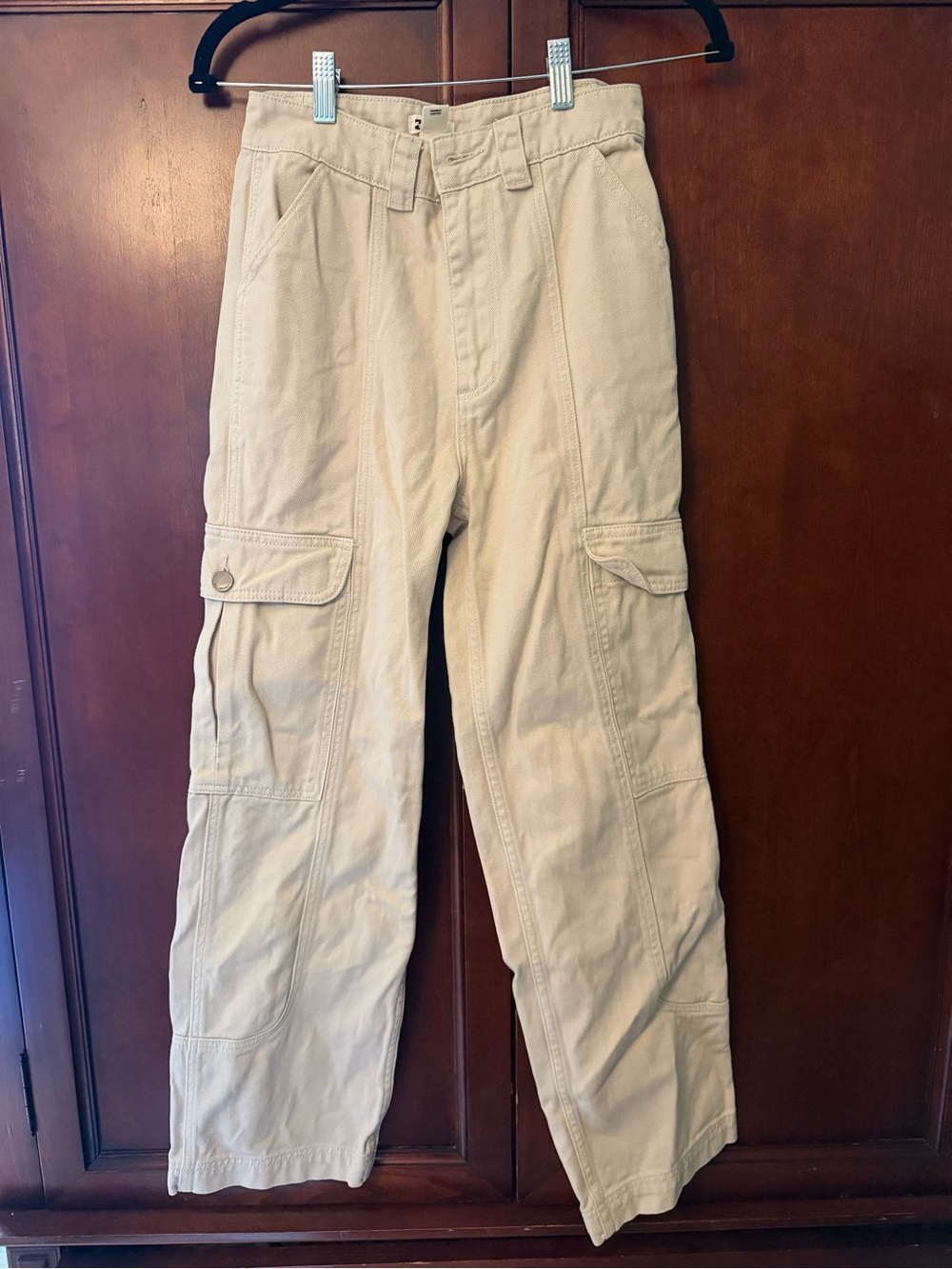 Billabong Women's Beige Cargo Pants with Flap Pockets